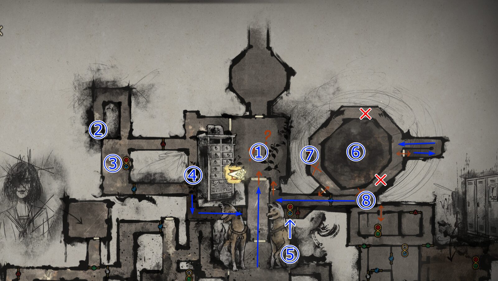 Walkthrough map beyond the Grand Door