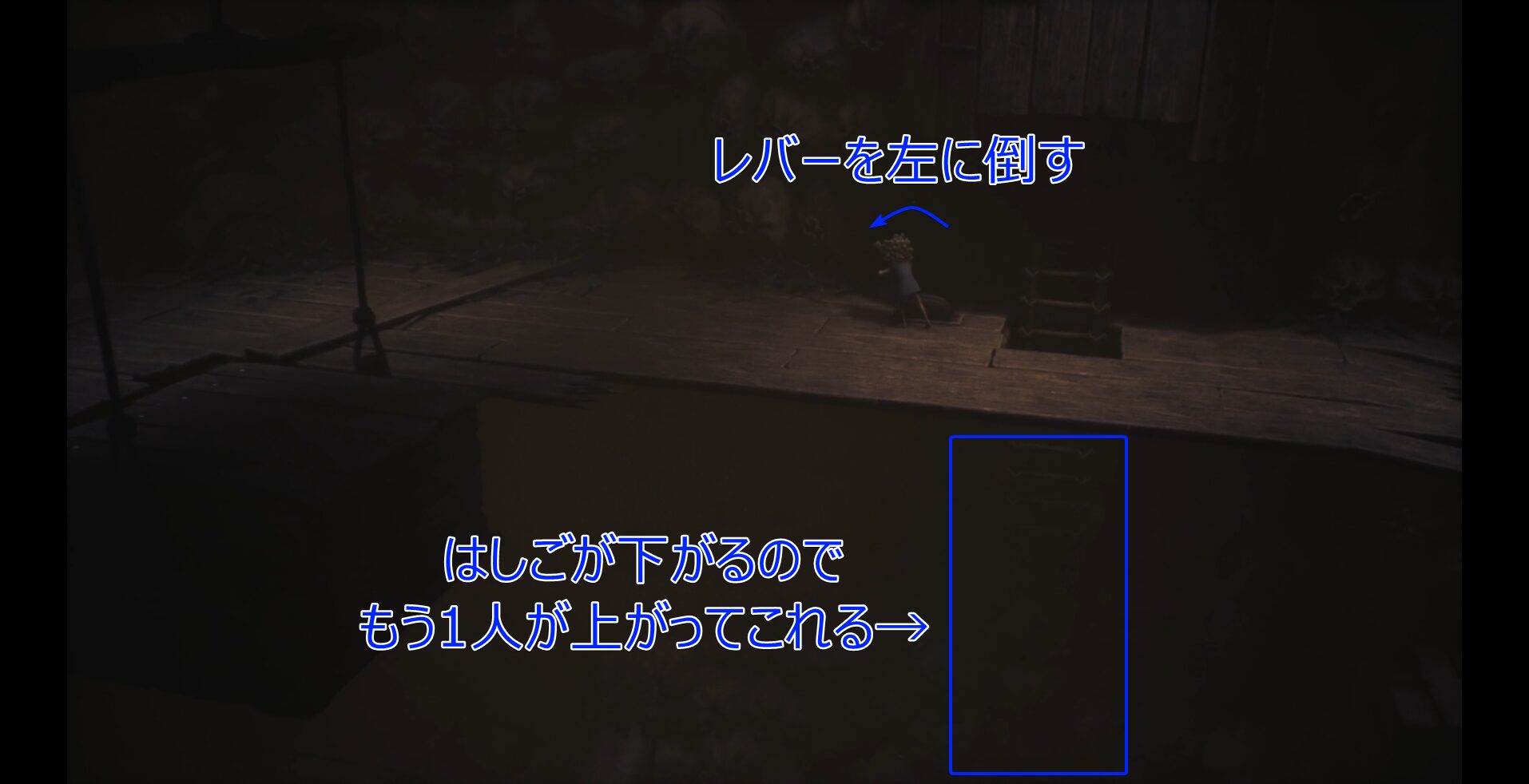 Lowering the ladder with the lever