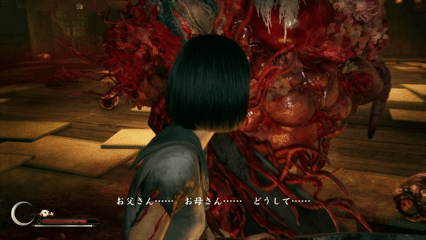 The mother getting stuck behind the father